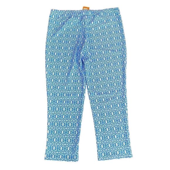 Jude Connally Laura Pant Kaleidoscope Geo Harbor Blue Pants Large NWT - Picture 2 of 5